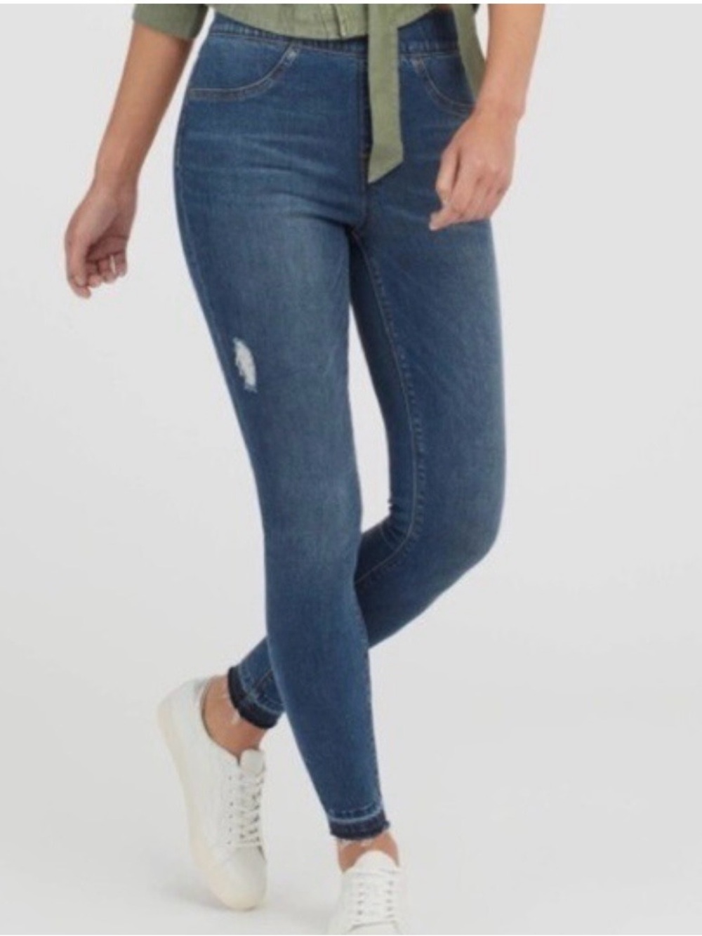 SPANX Mid-Rise Dark Blue Skinny Jeans - Women